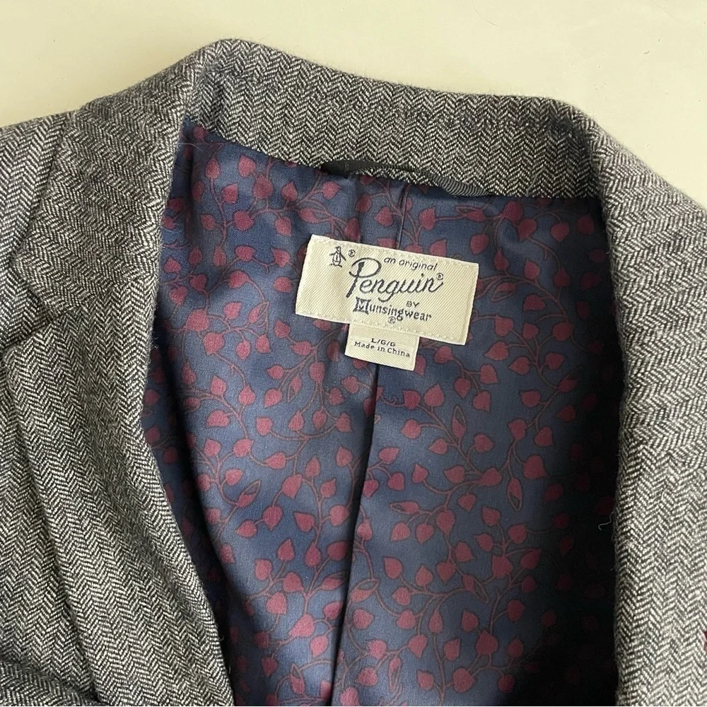 Original Penguin Men’s Decon Tweed Blazer Jacket Size Large Gray Wool Blend